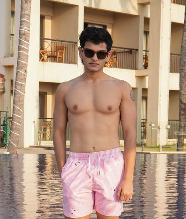 Men's Swim Shorts - Scooper Pink Stripes V2