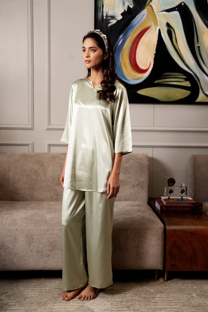 Mint Green Superior Satin Lounger Set