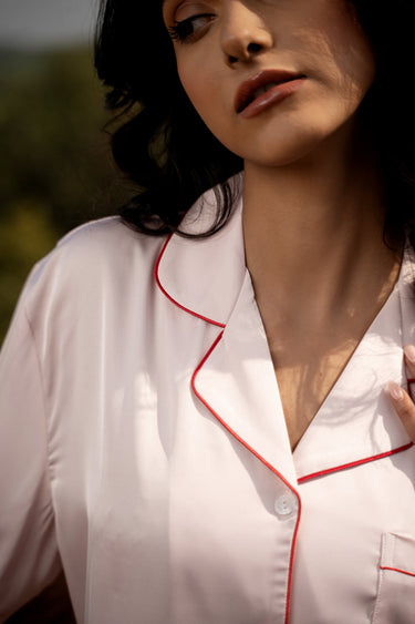 Baby Pink Satin Night Suit Set