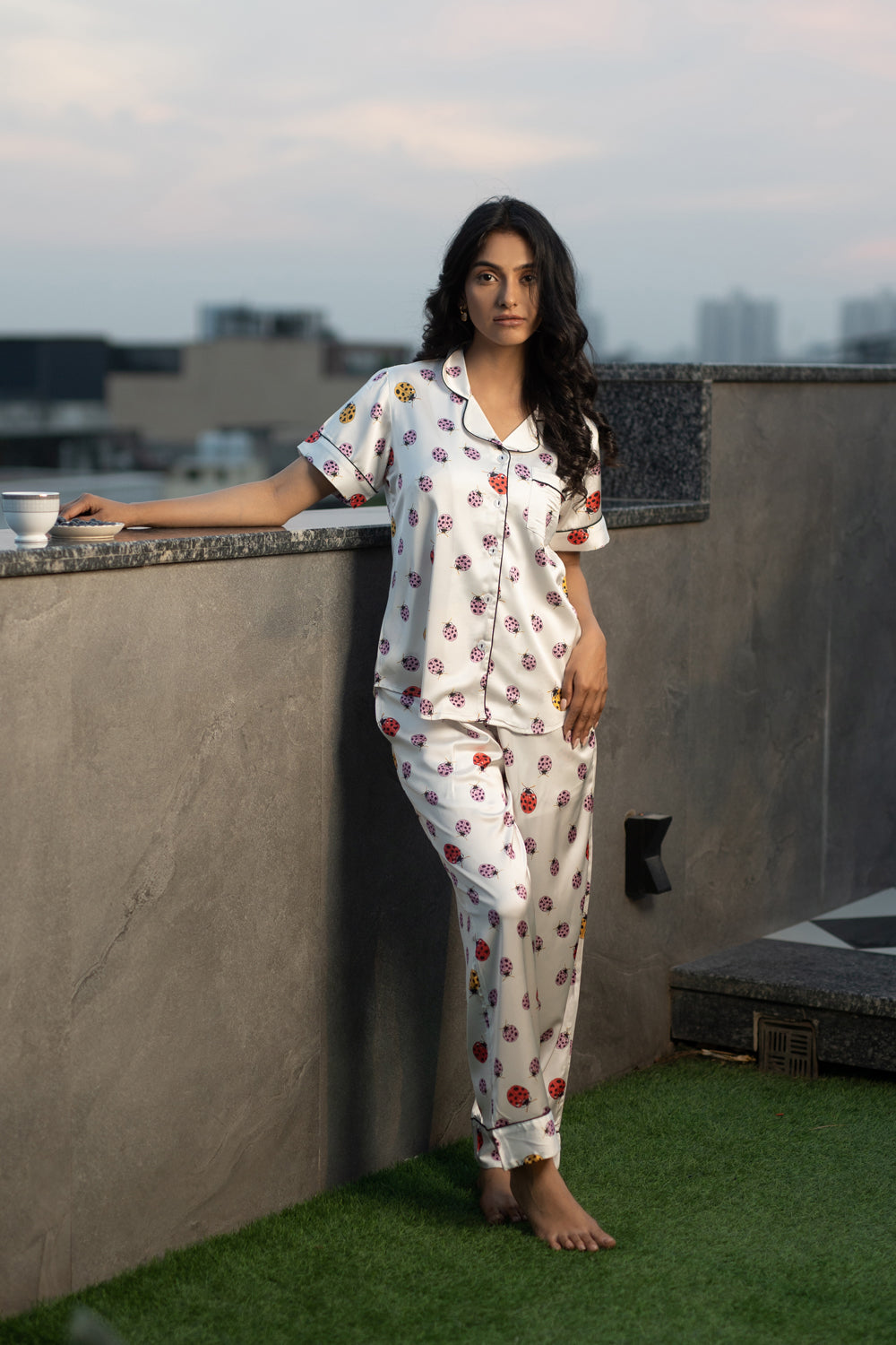 Lady Bug Printed Satin 3pc Set