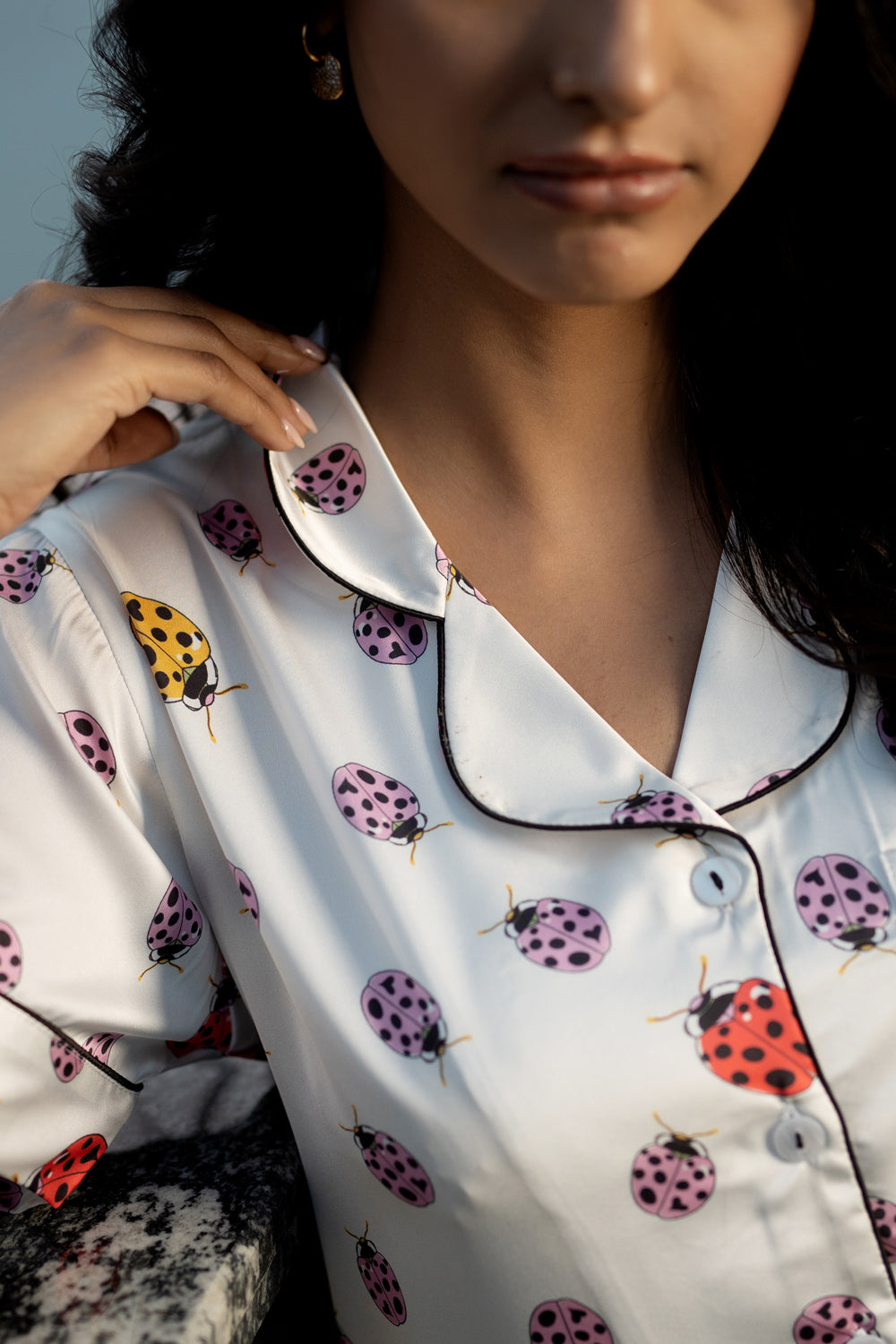 Lady Bug Printed Satin 3pc Set