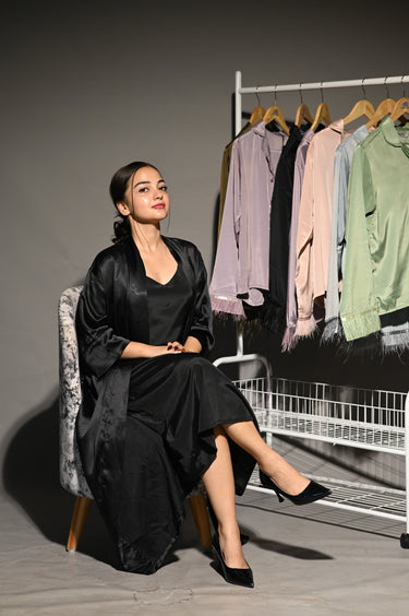 Slip Dress & Robe - Noire