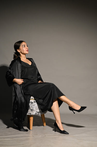 Slip Dress & Robe - Noire