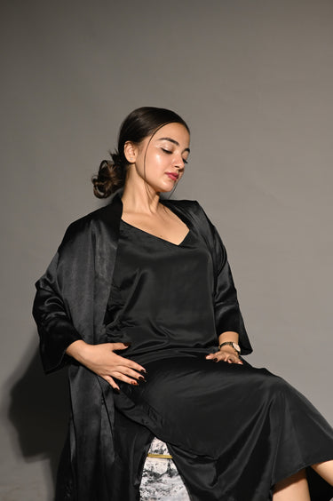 Slip Dress & Robe - Noire