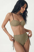 Espresso Stripe Bandeau Bikini Set