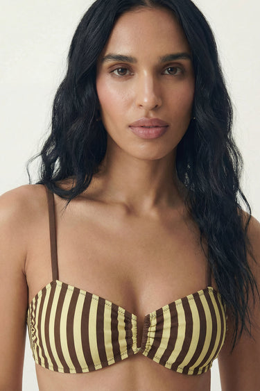 Espresso Stripe Bandeau Bikini Set