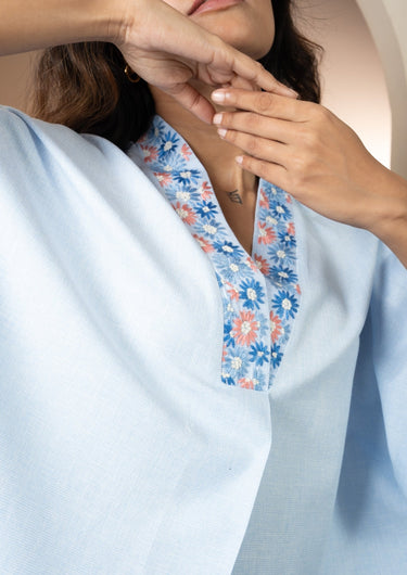 Celeste Charm Hand Embroidered V-Neck Lounge set