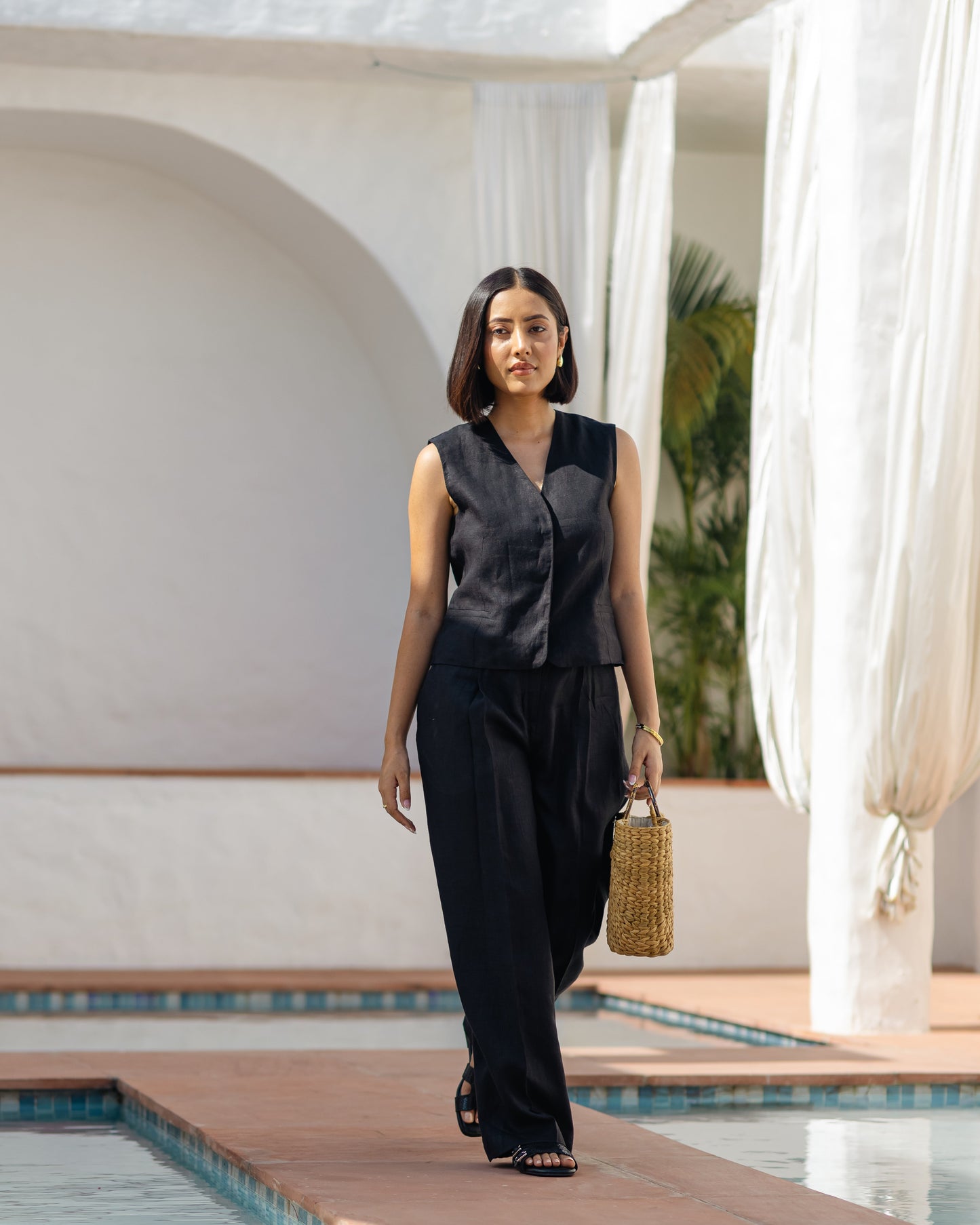 Linen Trousers Black