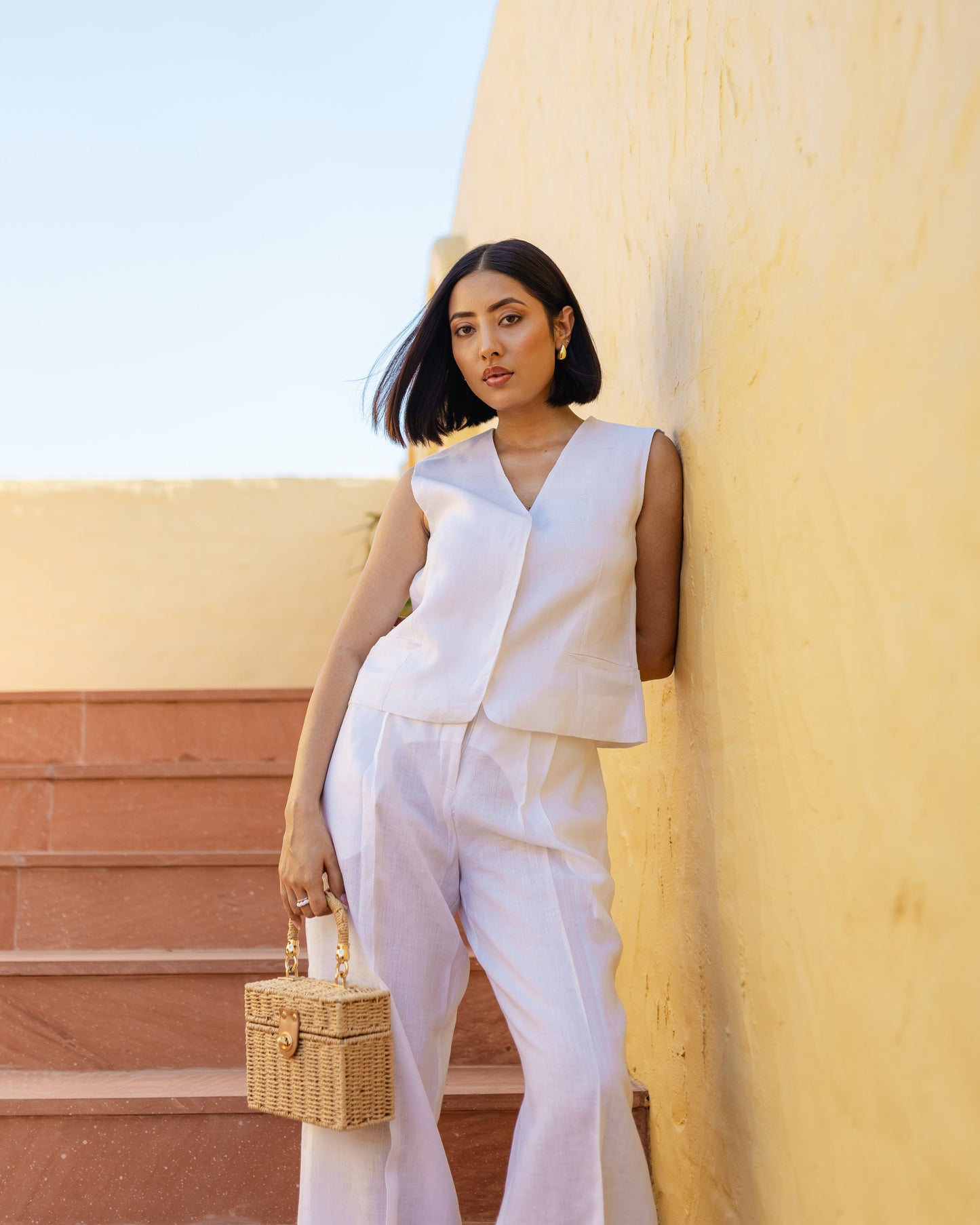 Shop-Linen Waistcoat White