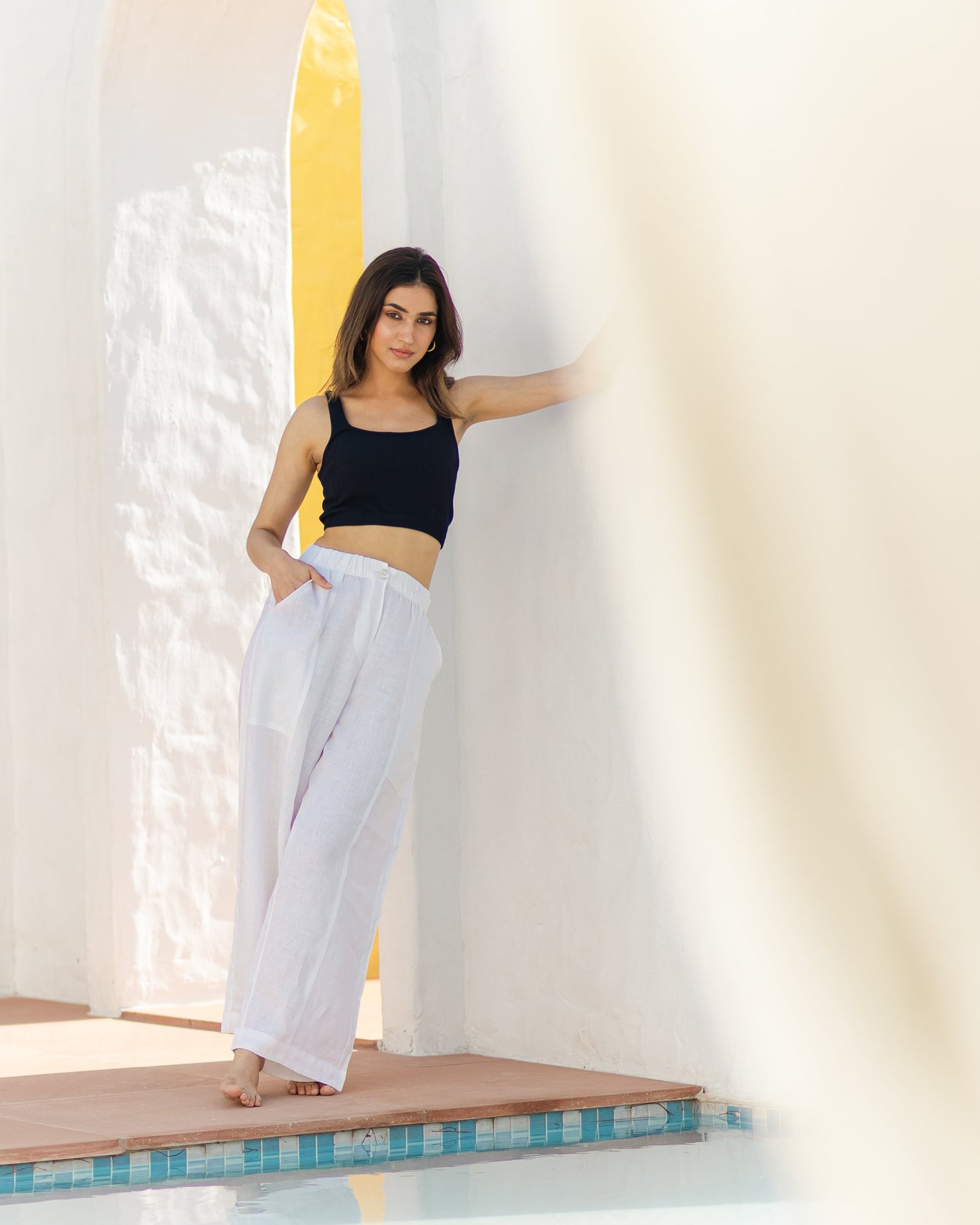 Shop-Linen Barrel Pants White