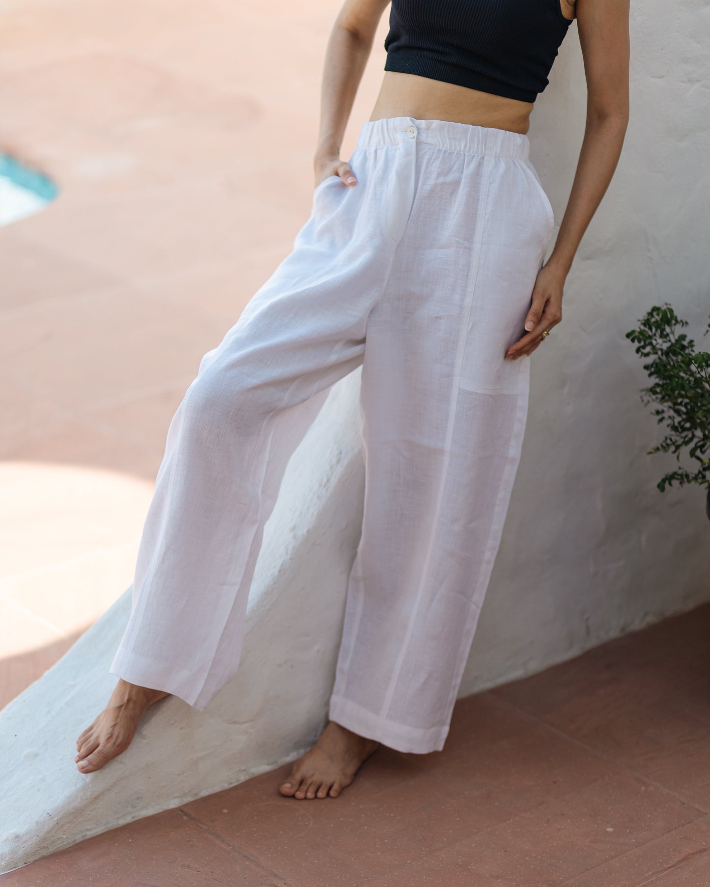 Shop-Linen Barrel Pants White