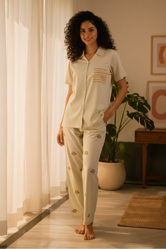 Bumblebee Hand-Embroidered Nightsuit