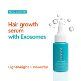Hair growth serum with exosomes on a white background