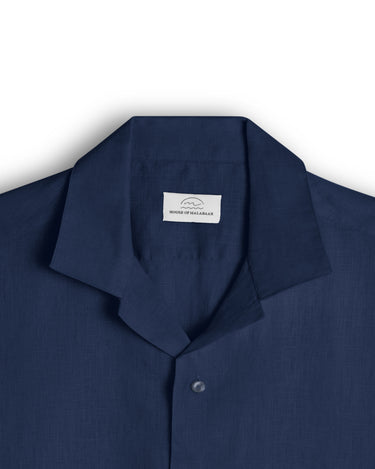 Navy Cuban Collar Shirt