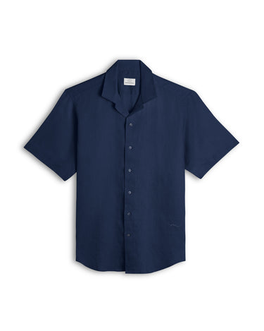 Navy Cuban Collar Shirt