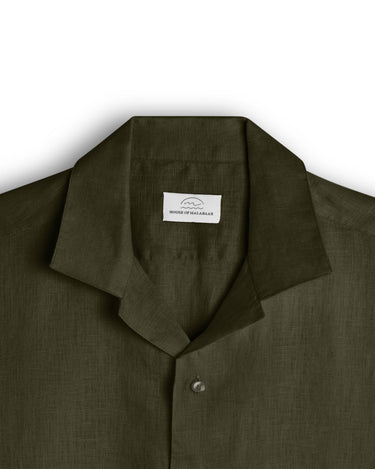 Olive Green Cuban Collar Shirt