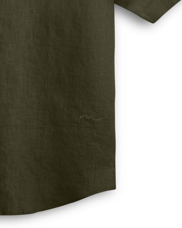 Olive Green Cuban Collar Shirt