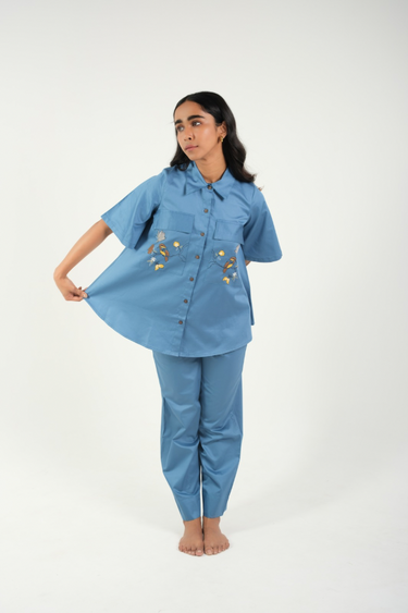 Indigo Bloom – Cotton Co-Ord Set