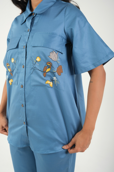 Indigo Bloom – Cotton Co-Ord Set