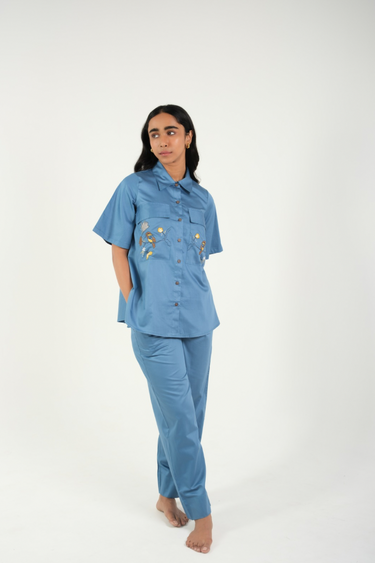 Indigo Bloom – Cotton Co-Ord Set