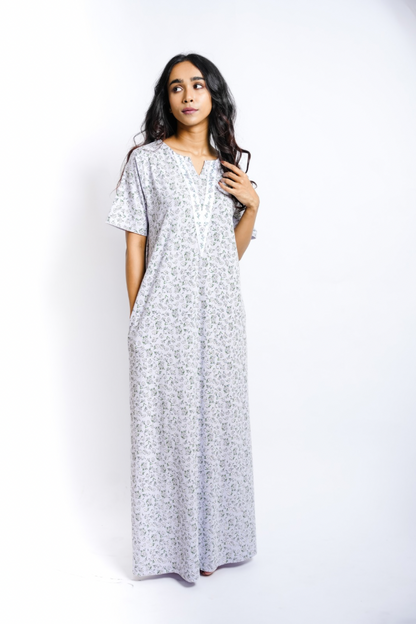 Iris Dew - Embroidered Yoke Hosiery Nighty