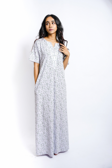 Iris Dew – Embroidered Yoke Hosiery Nighty