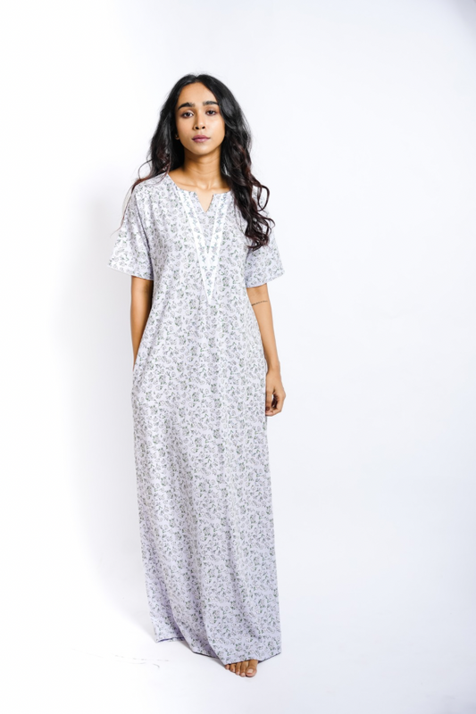 Iris Dew - Embroidered Yoke Hosiery Nighty