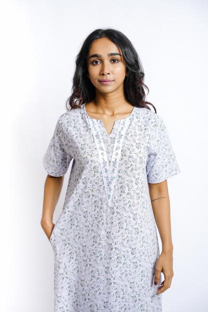 Iris Dew - Embroidered Yoke Hosiery Nighty