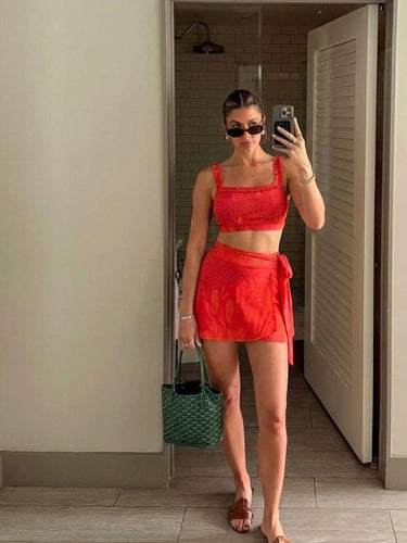 Sangria Ruffle Bikini Swim Skort Set