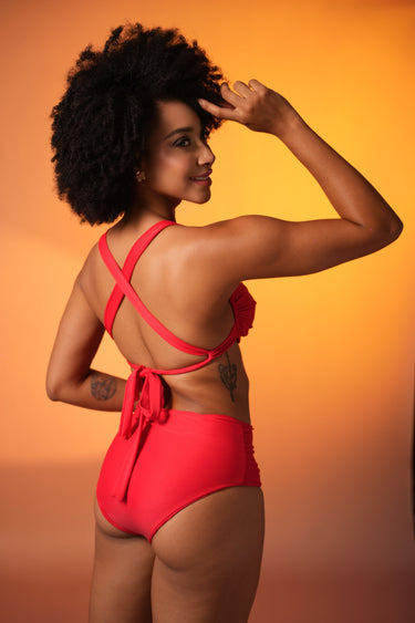 Cherry Underwired Bikini Set With High-Waist Bottoms