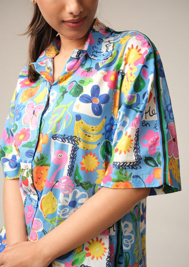 Tropical Bloom Printed-Night Suit