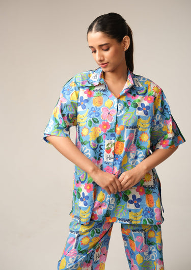 Tropical Bloom Printed-Night Suit