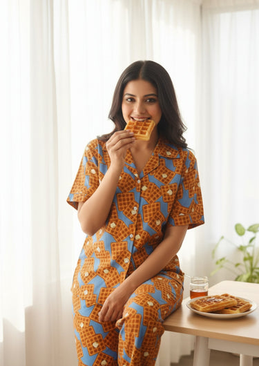 Waffle Morning Printed Night Suit