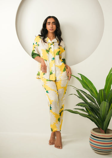 Sunlit Bloom-Printed Night Suit