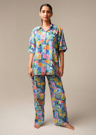 Tropical Bloom Printed-Night Suit