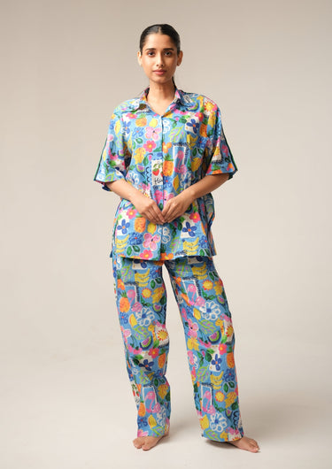 Tropical Bloom Printed-Night Suit