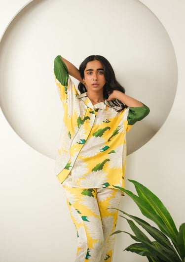 Sunlit Bloom-Printed Night Suit