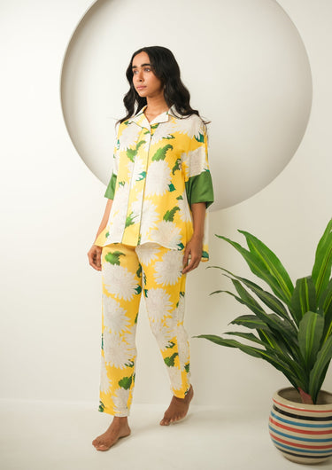 Sunlit Bloom-Printed Night Suit