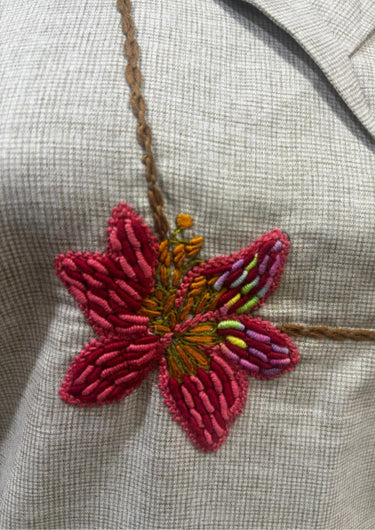 Blush Bloom Hand-Embroidered Night Suit