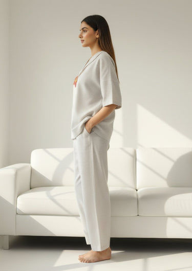 Blush Charm Hand-Embroidered Night Suit