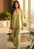 Blur Blossom-Embroidered Night Suit