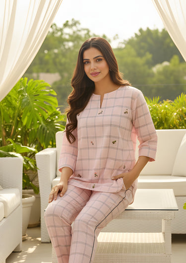 Blush Meadow Hand-Embroidered Co-Ord Set