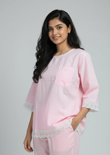 Blush Charm Lace Night Suit