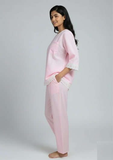 Blush Charm Lace Night Suit