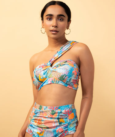 Coral Symphony One-Shoulder Swimsuit