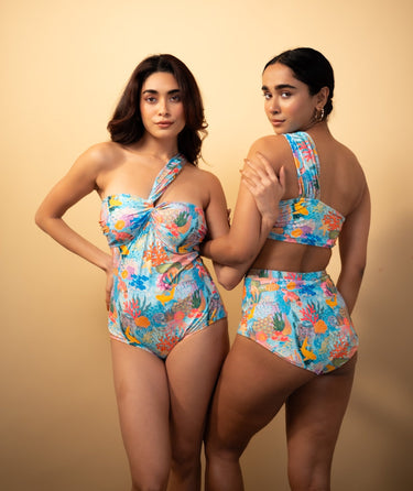 Coral Symphony One-Shoulder Swimsuit