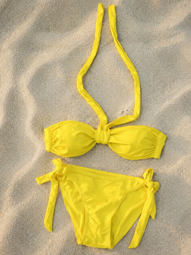 Bali Lime Yellow Halter Bikini Set