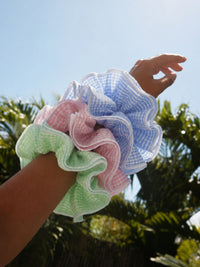 Gingham Oversized Cotton Scrunchie (Pack of 3)