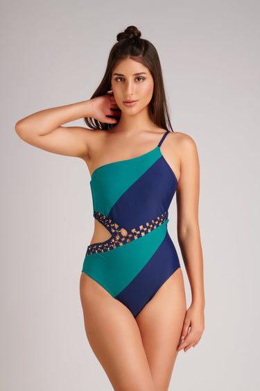 One Shoulder Mesh Swimsuit