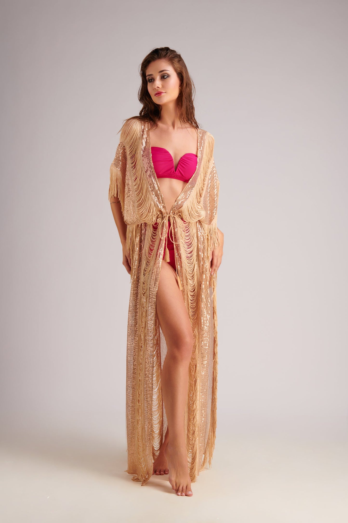 Gold Long Fringe Coverup